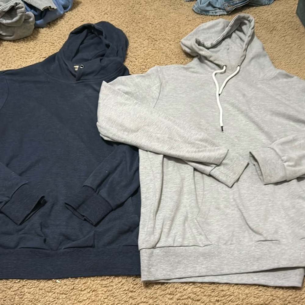 grey and blue hoodie bundle
